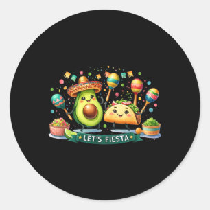 Let's Fiesta Taco Avocado Funny Cinco De Mayo Mexi Classic Round Sticker