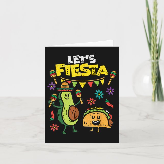 Lets Fiesta Taco Avocado Funny Cinco De Mayo Mexic Card (Front)