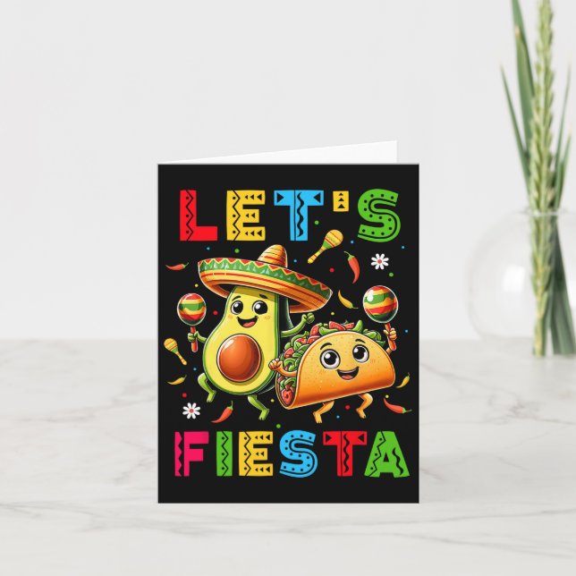 Lets Fiesta Taco Avocado Funny Cinco De Mayo Mexic Card (Front)