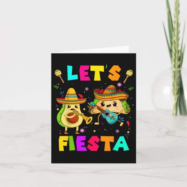 Lets Fiesta Taco Avocado Funny Cinco De Mayo Mexic Card (Front)