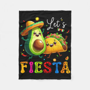 Lets Fiesta Taco Avocado Funny Cinco De Mayo Mexic Fleece Blanket