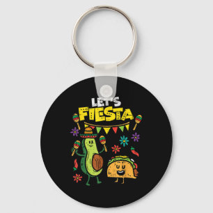 Lets Fiesta Taco Avocado Funny Cinco De Mayo Mexic Key Ring