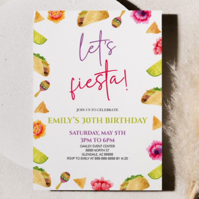 Let's Fiesta! Taco Birthday Party Invitation (Creator Uploaded)