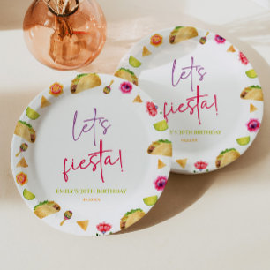 Let's Fiesta Taco Mexican Fiesta Birthday Party Paper Plate