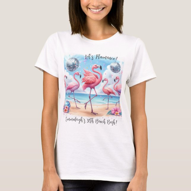Let's Flamenco! Birthday Beach Bash Commemorative  T-Shirt (Front)