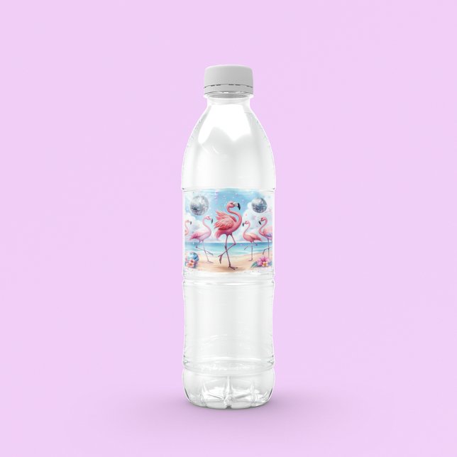 Let's Flamenco! Birthday Beach Bash  Water Bottle Label (Creator Uploaded)
