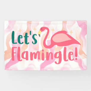 Let's Flamingale with Flamingo Birds pink Banner