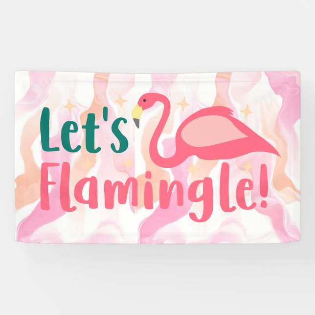 Let's Flamingale with Flamingo Birds  pink   Banner (Horizontal)