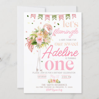 Let's Flamingle 1st Birthday Invitation, Flamingo Invitation