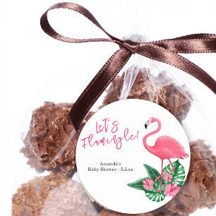 Let's Flamingle! Baby Shower Classic Round Sticker