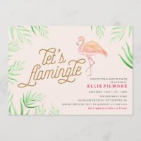 LET'S FLAMINGLE BABY SHOWER FLAMINGO INVITATION