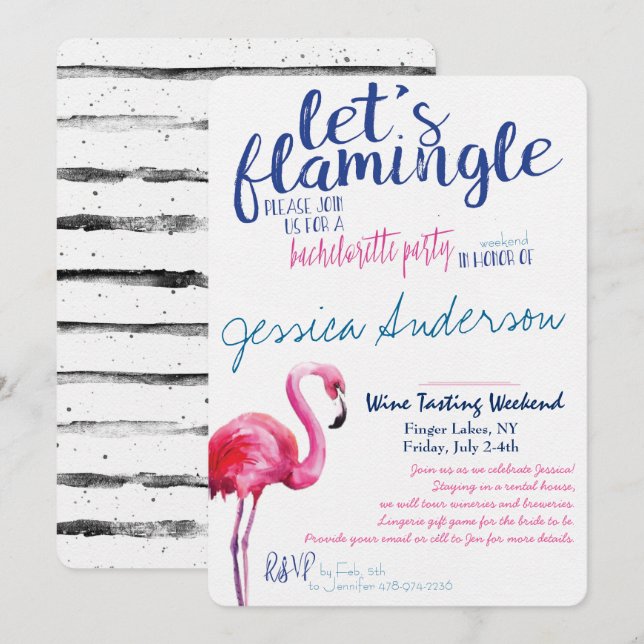 Let's Flamingle Bachelorette Invitation (Front/Back)