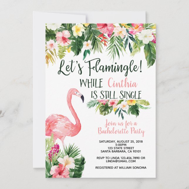 Let's Flamingle- Bachelorette Party Invitation (Front)
