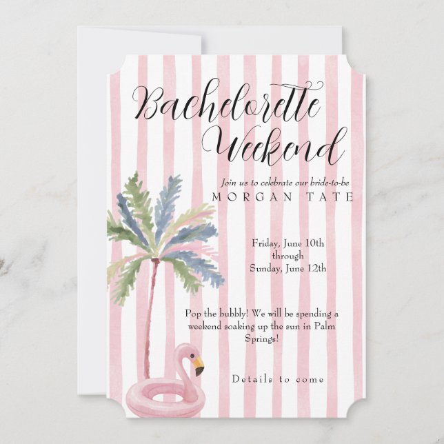 Lets flamingle bachelorette weekend invitation (Front)