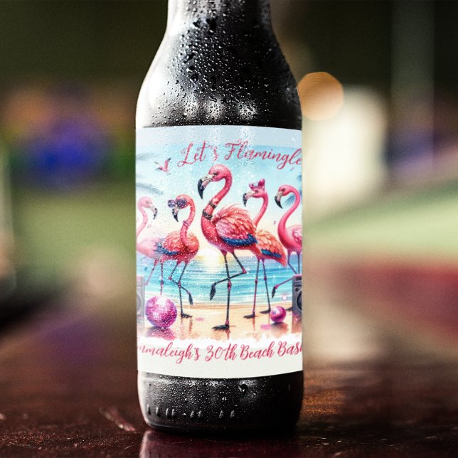 Let's Flamingle Beach Birthday Bash Commemorative  Beer Bottle Label (Creator Uploaded)