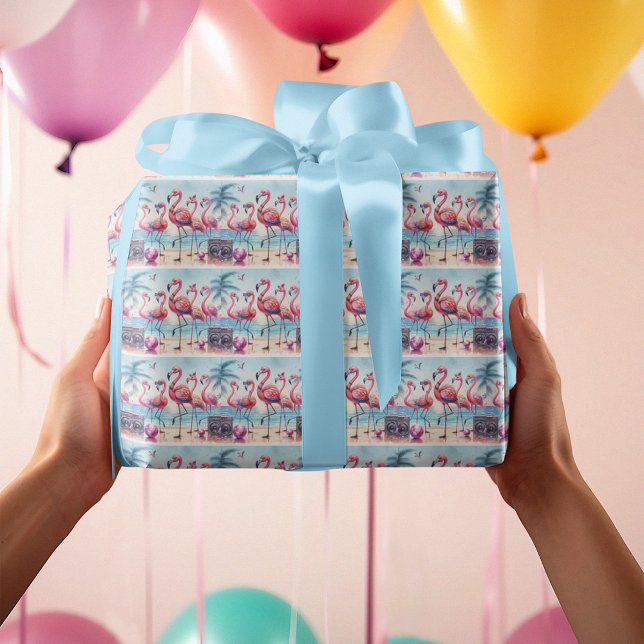 Let's Flamingle Beach Birthday Bash Wrapping Paper (Creator Uploaded)