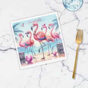 Let's Flamingle Beach Party Birthday Paper Napkin