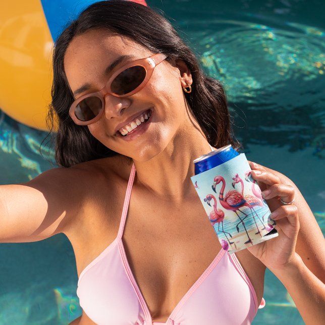 Let's Flamingle Beach Party Can Cooler (Creator Uploaded)