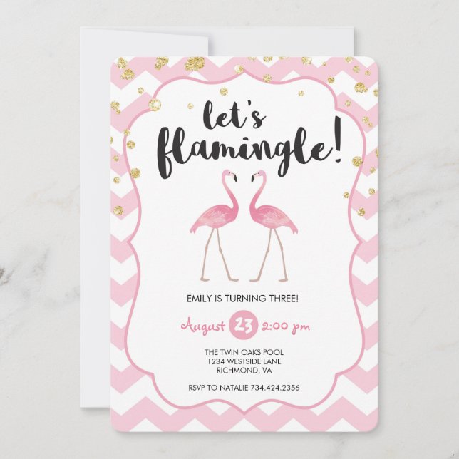 Let's Flamingle Birthday Invitation (Front)