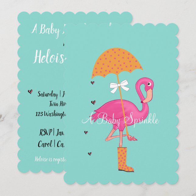 Let's Flamingle Flamingo Baby Bridal Shower Party Invitation (Front/Back)