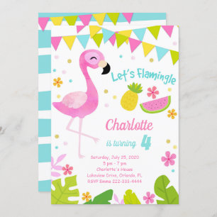 Let's Flamingle Flamingo Birthday Invitation