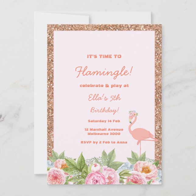 Let's Flamingle Flamingo Birthday Invitation (Front)