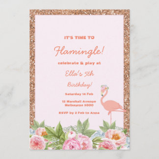 Let's Flamingle Flamingo Birthday Invitation