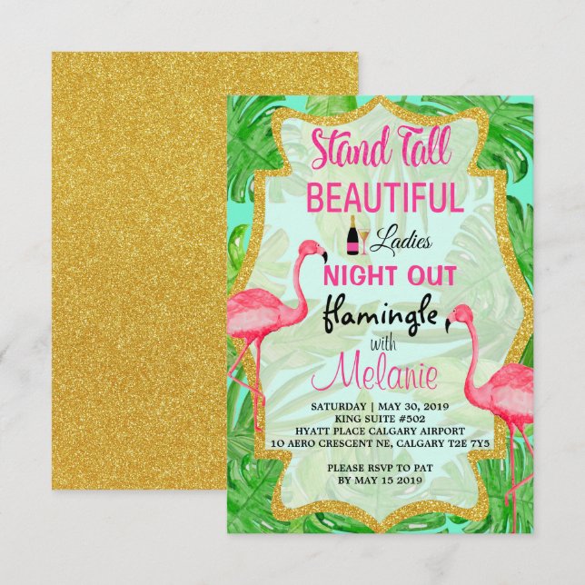 Let's Flamingle Ladies Night Out Invitation (Front/Back)