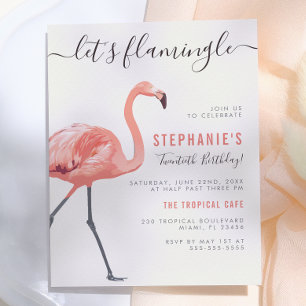 Let's Flamingle Modern Flamingo Birthday Party Invitation Postcard