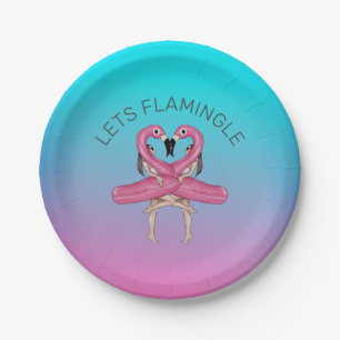Let's Flamingle Party Float Ombre Pink Paper Plate