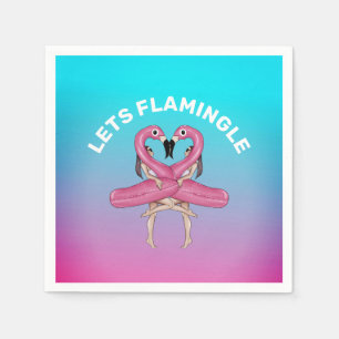 Let's Flamingle Party Float Ombre Pink Square Pape Napkin