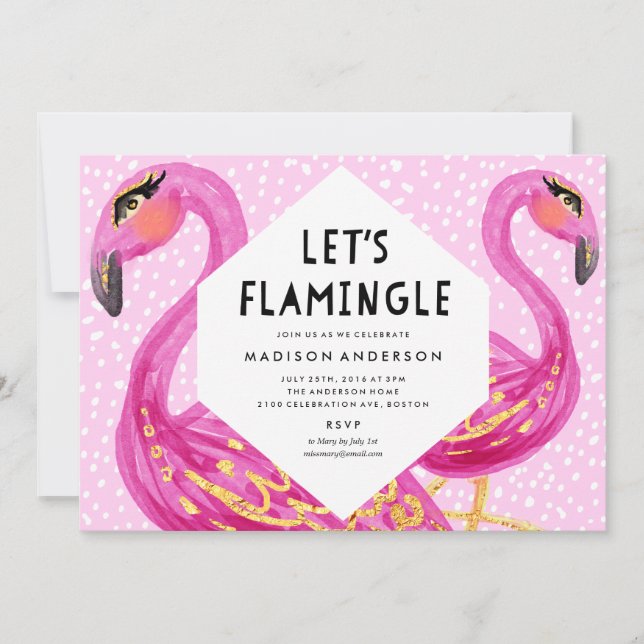 Let's Flamingle Party Invitation (Front)