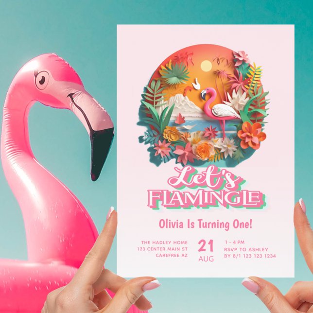 Let's Flamingle Pink 1st Birthday Invitation (Creator Uploaded)