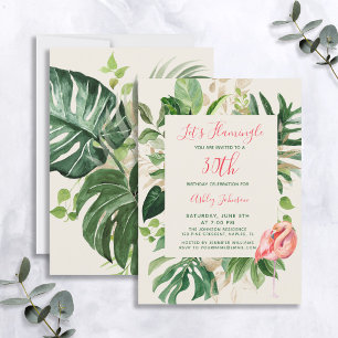 Let's Flamingle Pink 30th Tropical Birthday Party Invitation