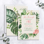 Let's Flamingle Pink 70th Tropical Birthday Party Invitation<br><div class="desc">The perfect invitation for a fun, elegant 70th birthday party, this "Let's Flamingle" design features a beautiful gold and green tropical watercolor motif, embellished with a beautiful flamingo. With pink and green text in both hand lettered script and modern sans serif typography, you can CHANGE THE YEAR to any year...</div>