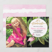 Let's flamingle pink gold Flamingo birthday photo
