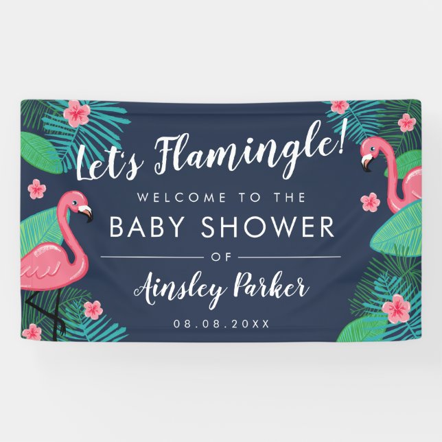 Let's Flamingle! - Tropical Baby Shower Welcome Banner (Horizontal)