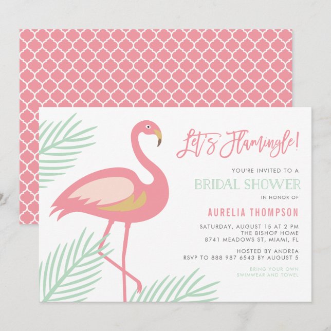 Let's Flamingle Tropical Bridal Shower Invitation (Front/Back)