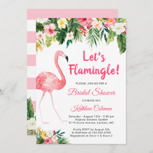 Let's Flamingle Tropical Floral Bridal Shower Invitation
