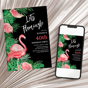 Lets Flamingo Birthday Party Invitation