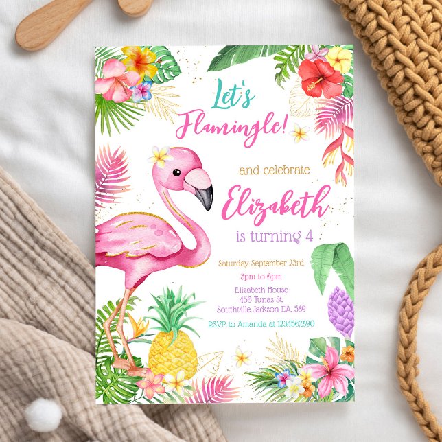 Let's Flamingo Flamingle Tropical Birthday  Invitation (Creator Uploaded)