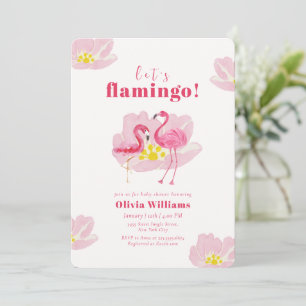 Let's Flamingo Sweet Tropical Floral Baby Shower Invitation