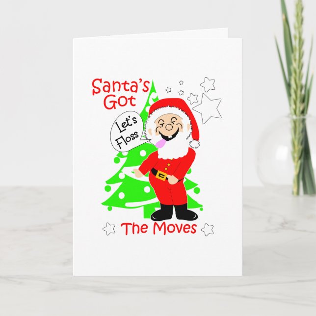 Let's Floss Funny Santa Claus Novelty Personalied Holiday Card (Front)