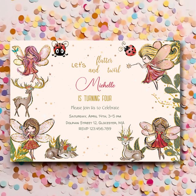 Let's flutter and twirl, fairy garden birthday invitation (Creator Uploaded)
