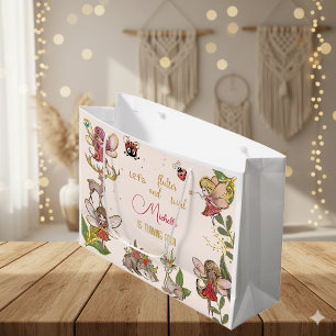 Let's flutter and twirl, fairy garden birthday large gift bag