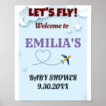 Let's Fly Baby Shower Welcome Sign - Custom 