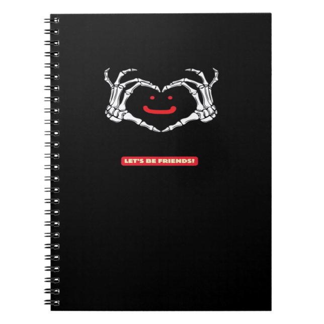 Let's Friends! Classic Skeleton Hands Heart Notebook (Front)
