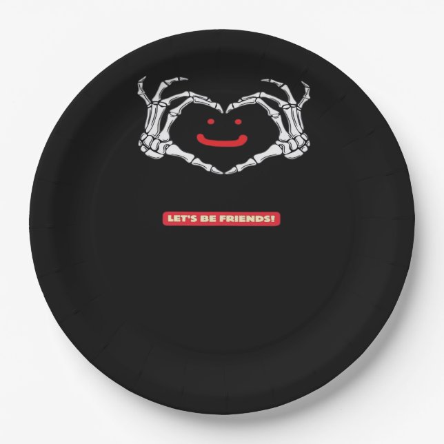 Let's Friends! Classic Skeleton Hands Heart Paper Plate (Front)