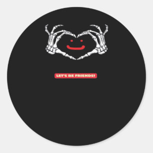 Let's Friends! Classic Skeleton Hands Heart Round Sticker