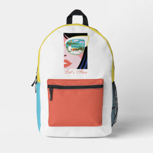 Let's Fun - The White Lotus Printed Backpack